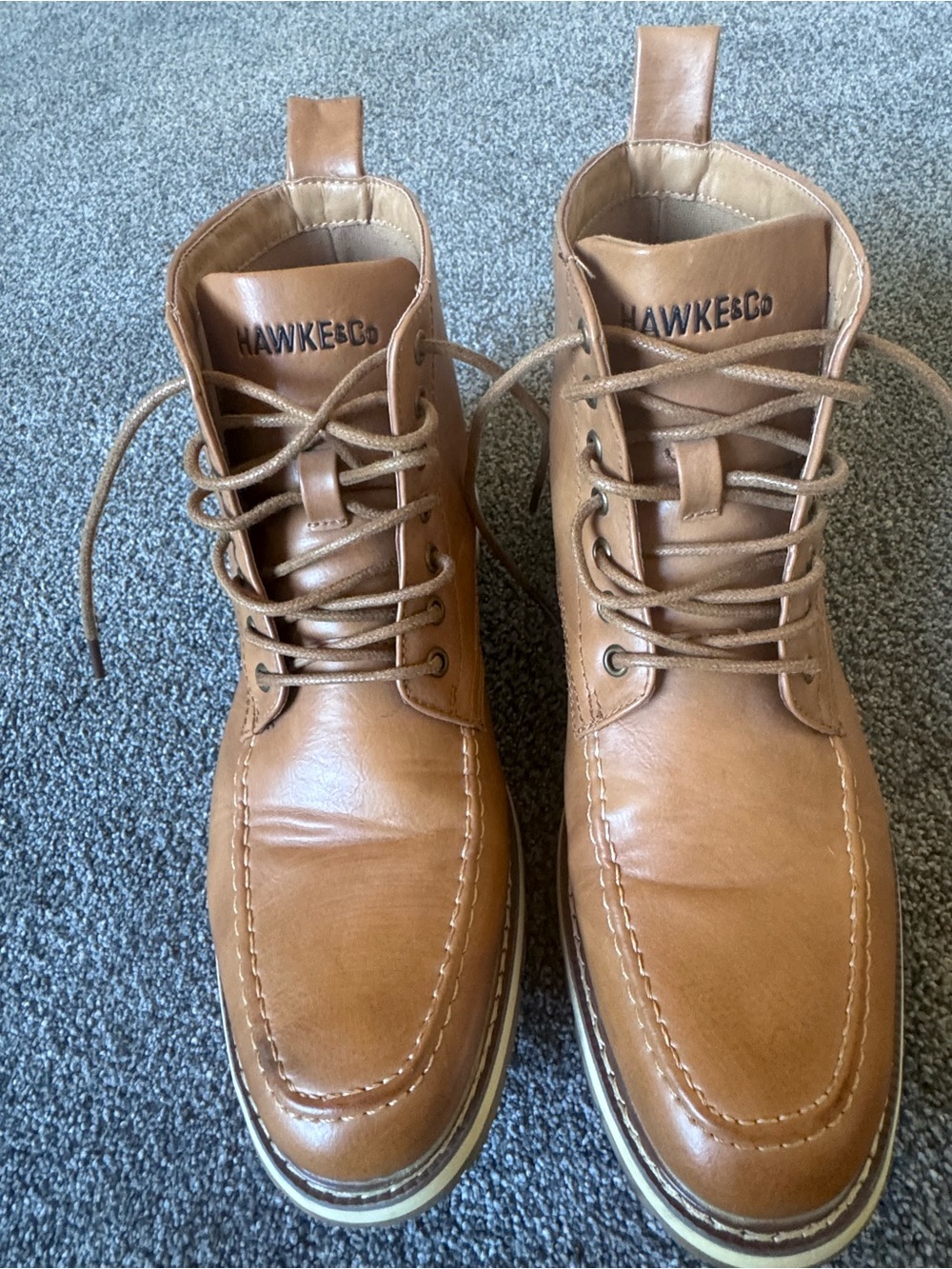 Men's Tan Leather Lace-Up Boots Size 13